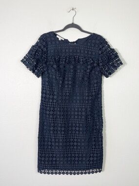 RSVP by Talbots Medallion Lace Shift Dress Lace Shift Dress Navy Blue Size 8 NEW